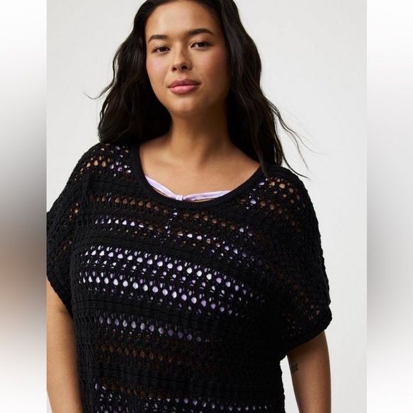 ♥️ Torrid Black Crochet Swim Cover-Up Tunic - Size 2X - NWT! - Picture 4 of 7